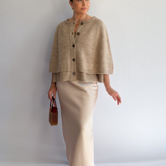 Women’s Champagne Satin Slip Skirt – Bias Cut Midi Skirt - Picture 11 of 13